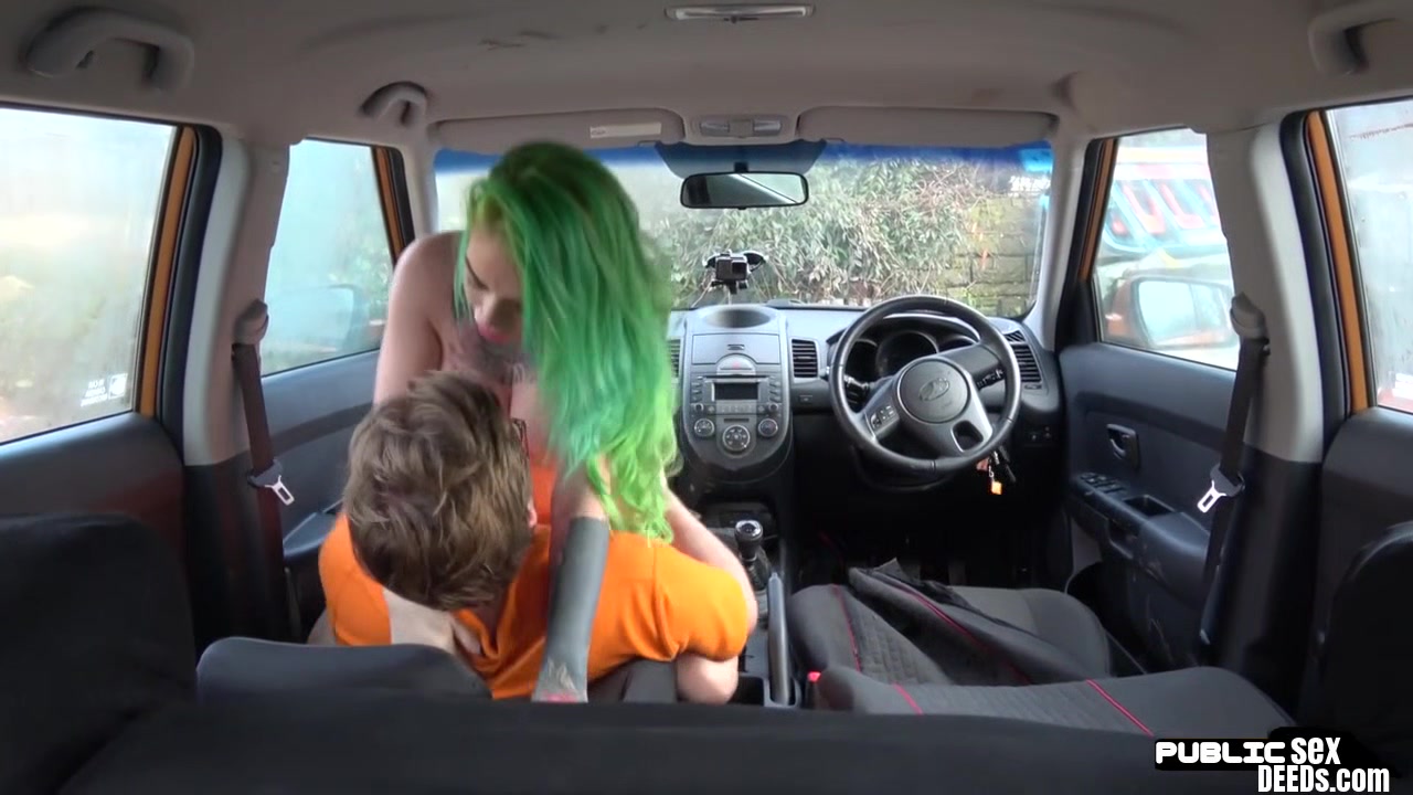Busty MILF mouth jizzed in car after sex with driving tutor