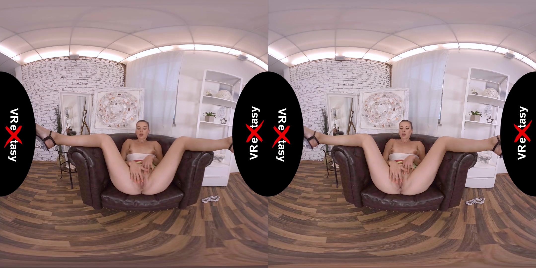 Victoria Daniels - Plays with Her Shaved Pussy; Stripping and Teasing Pornstar