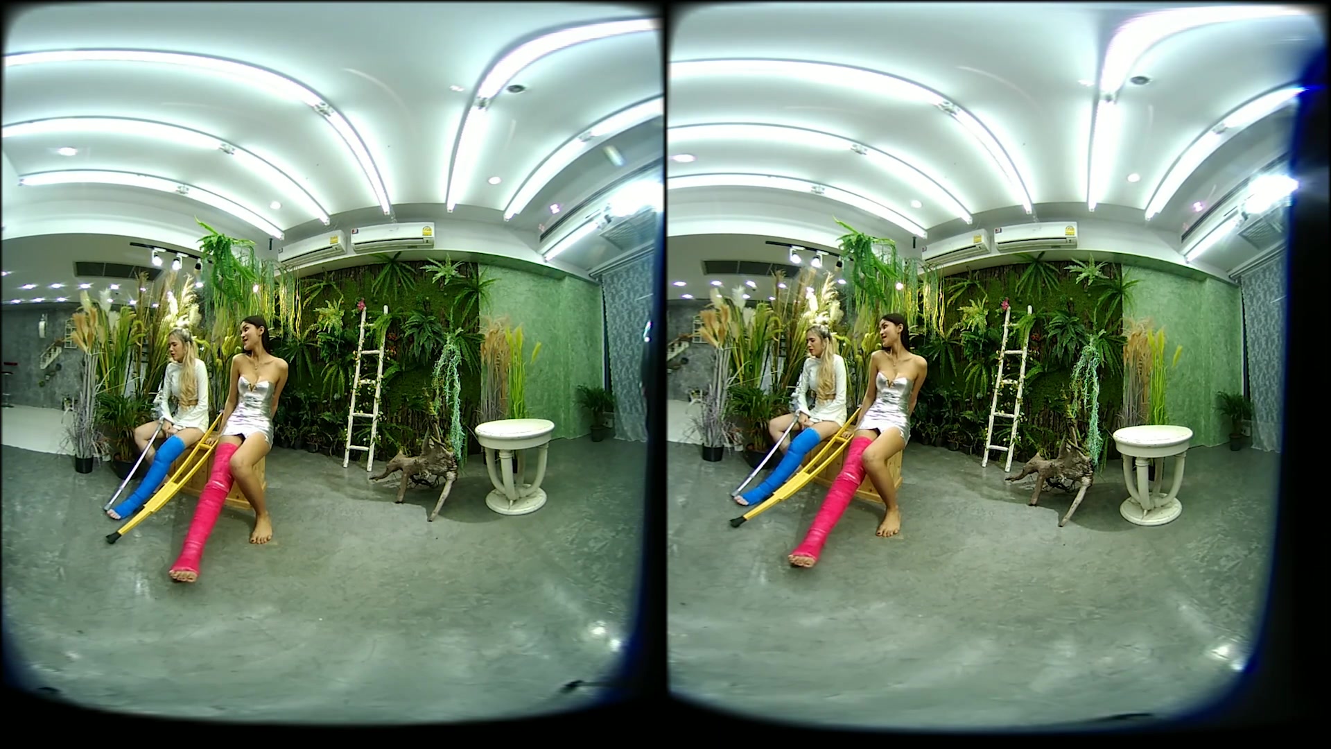 2 Girls With Long Cast Leg Visit A Flower Store 2 - VRPussyVision