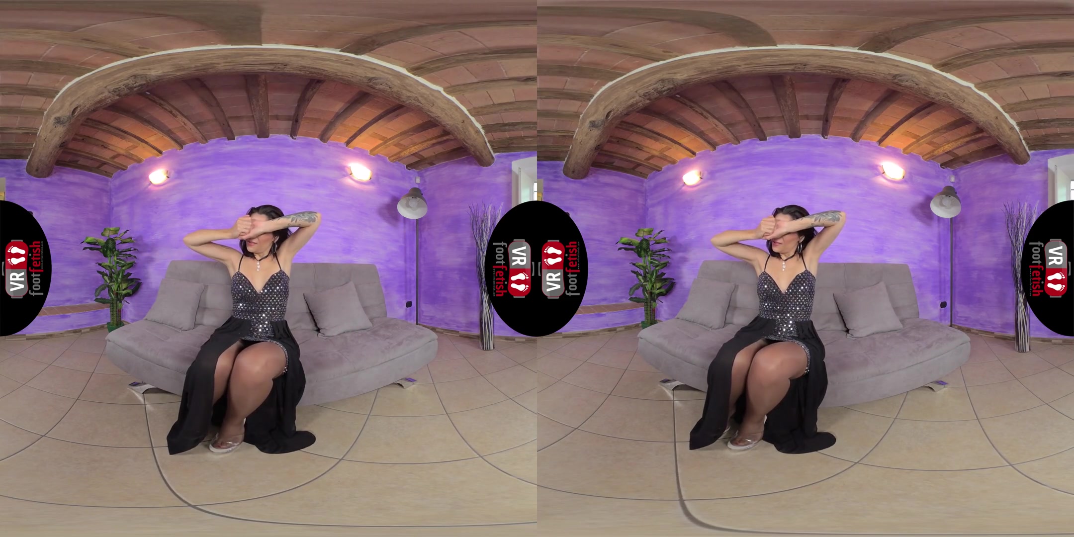 Stunning Chiara Pours Some Oil On Her Silky Smooth Nyloned Feet - Amazing Leg and Foot Fetish VR with Chiara