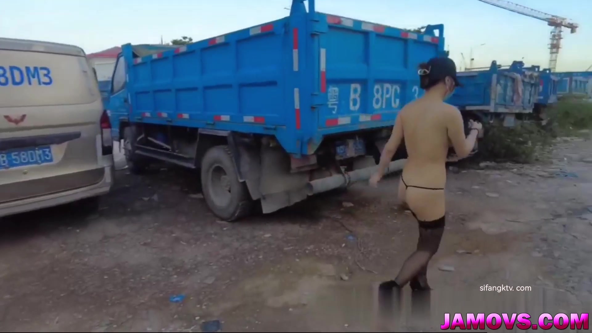 Asian Girl Posing with tied hand Outdoor