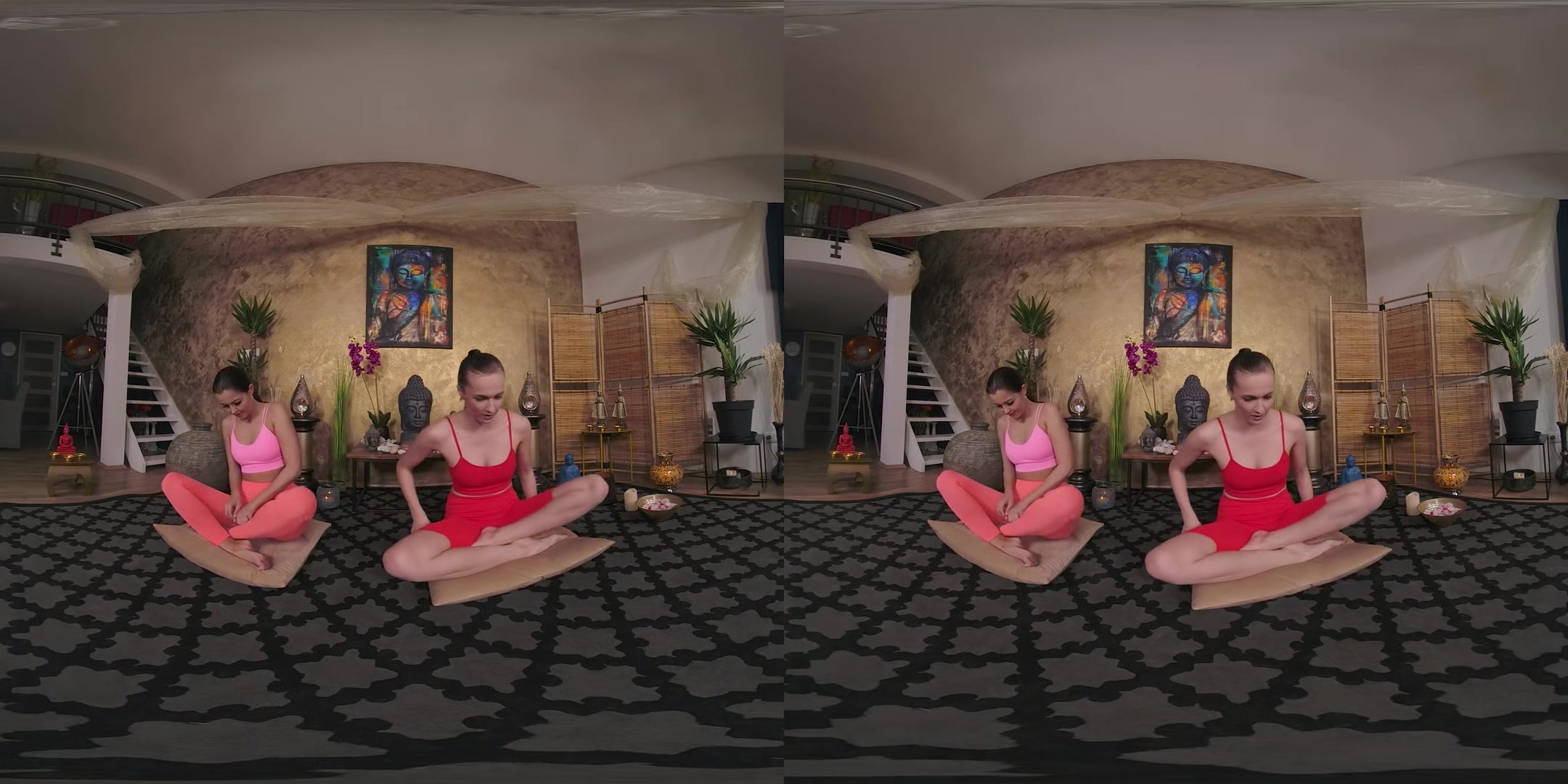 Stretching After The Yoga Class With Stacy Cruz And Cindy Shine