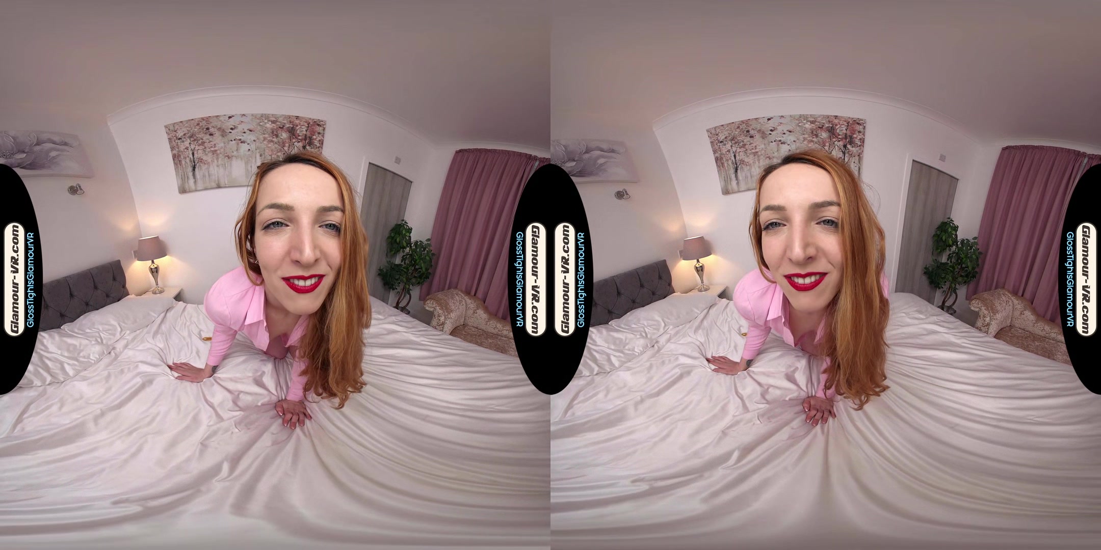 Liz Rainbow Secretary With Glossy Fuchsia/Pink Crotchless Legwear & Special Surprise Treat Joi - 8k