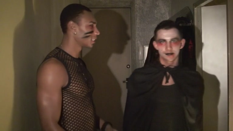 Sexy students 18+ celebrate Halloween scene 2
