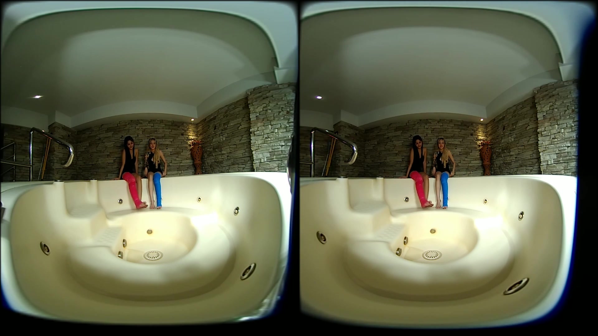 2 Girls With Long Cast Legs In Jacuzzi - VRPussyVision