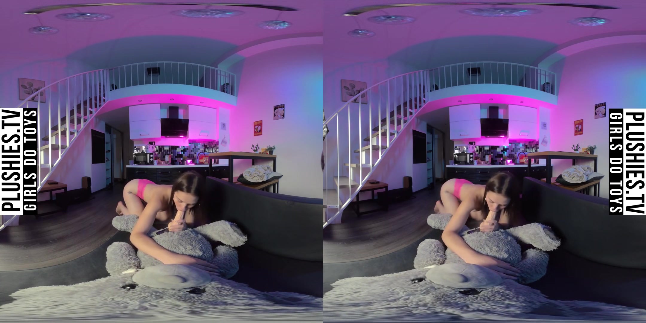 Euphoria - Strapon Sex In The Kitchen With Teddy Bear; Amateur VR Porn with Big Dildo