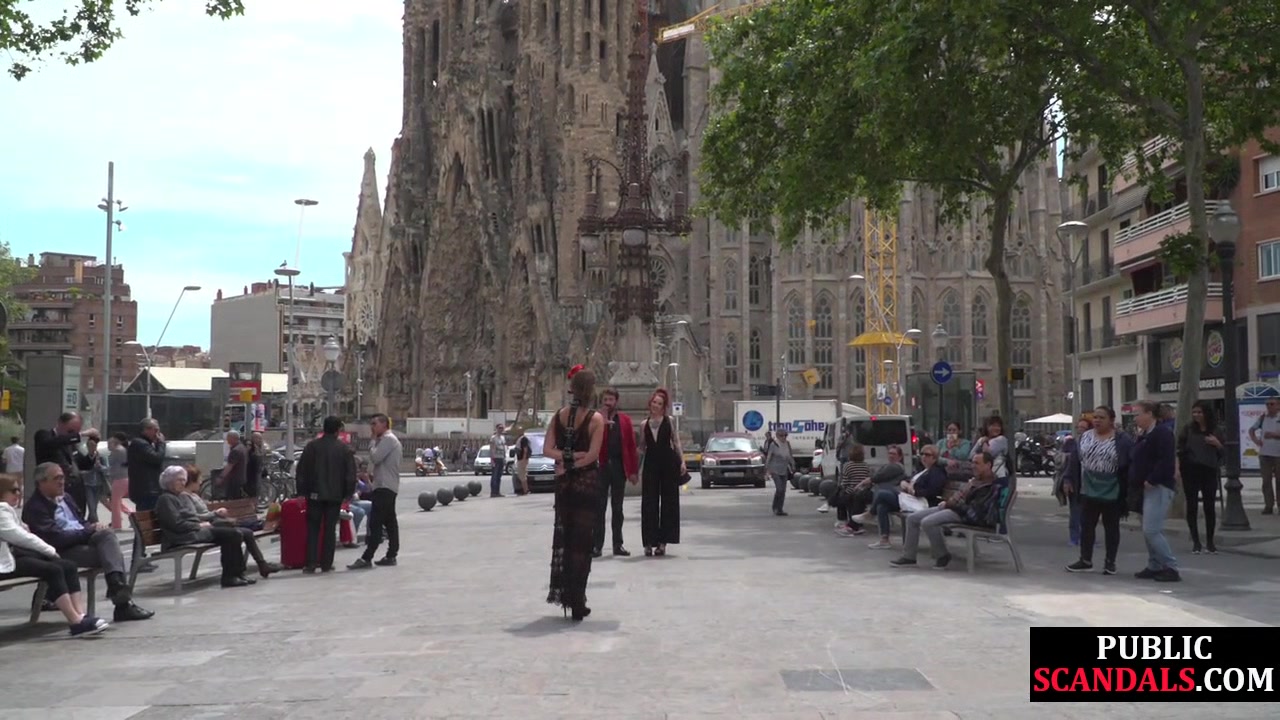 Slutty bae trapped at public place by dominant BDSM friends