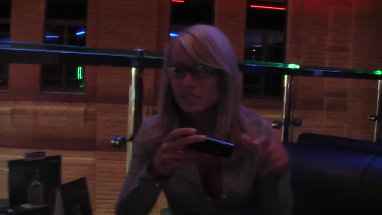 Sexy blondie goes for crazy sex in public restroom