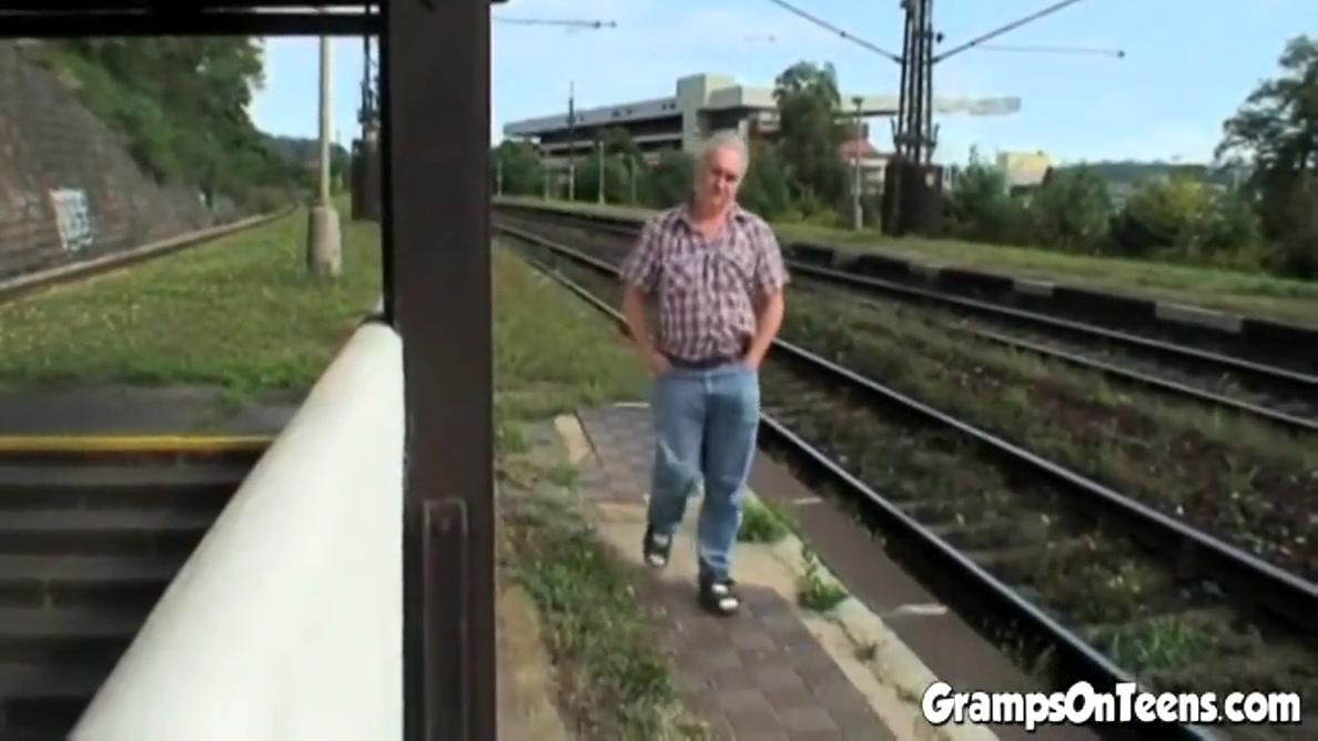 Busty teen 18+ Fucks Old Man In Public Station