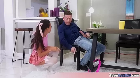 Petite Stepdaughter Wont Let Us Control Her Sex Life She Is Just Too Horny And Slutty So We Gave Up