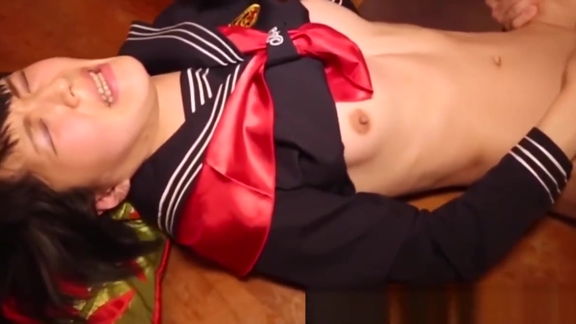 Skinny uniformed jap tgirl gets cum in mouth