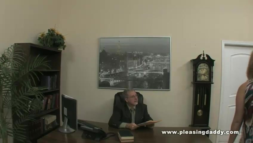 Blond slut fucks old horny boss