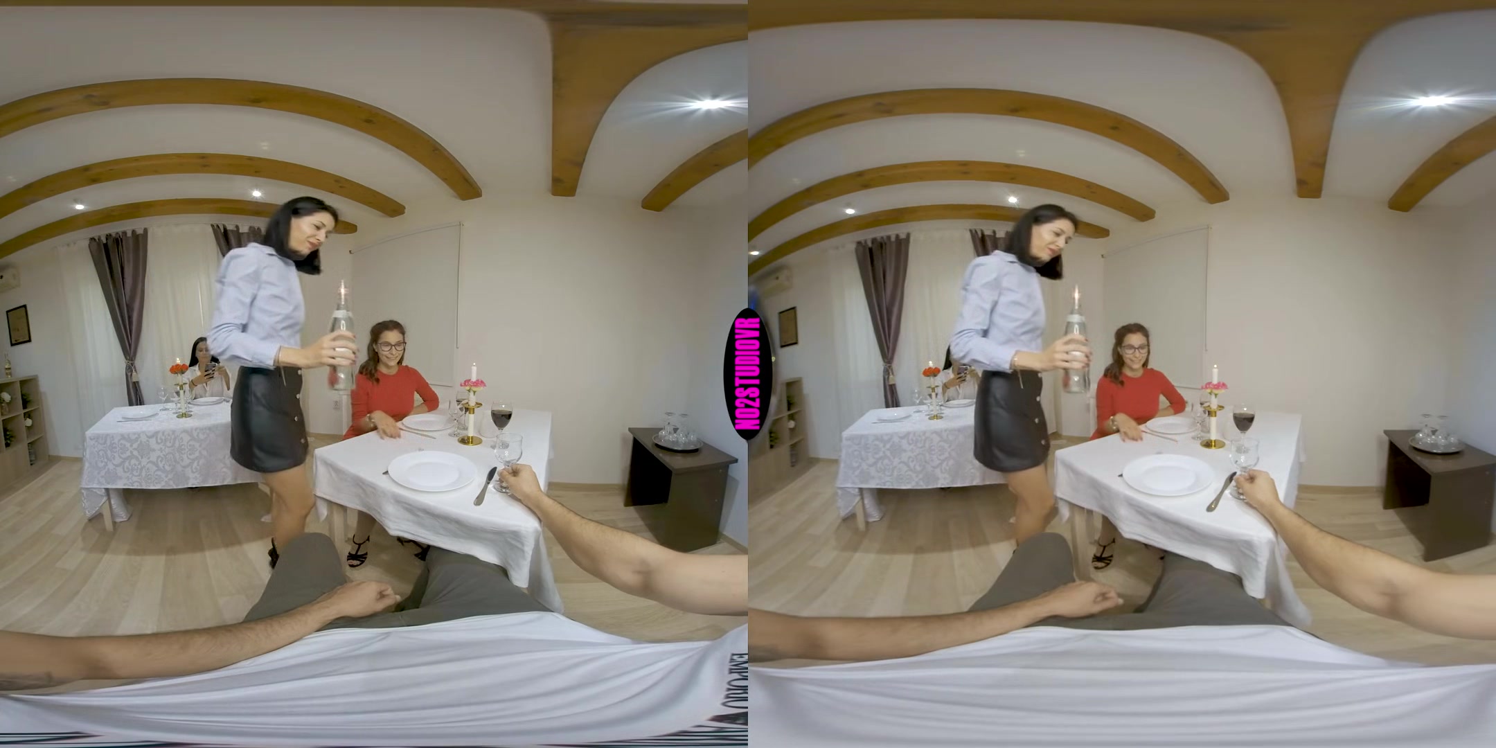 Dinner For Two, Foursome For Me; MFFF POV VR Sex with Busty Euro Pornstars