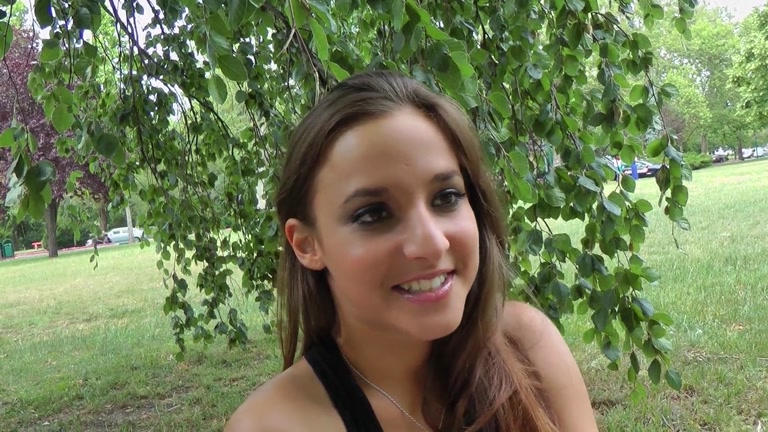 Hot brunette has fuck in a forest