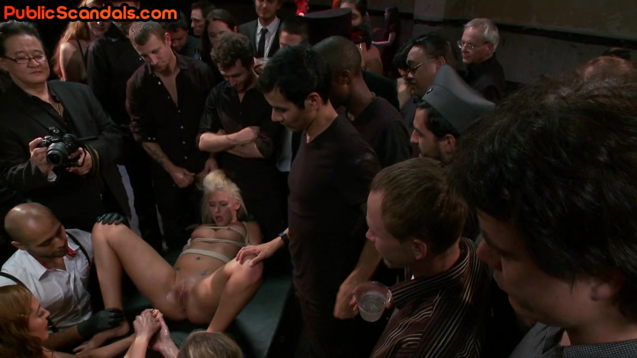 Public slut dominated and fucked while people are watching