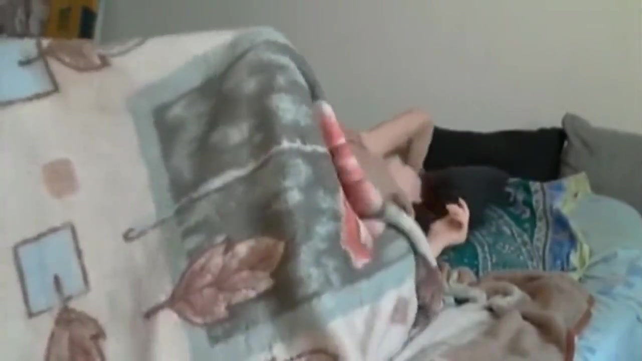 Skinny stepsis with her stepbrother on vacation in one bed