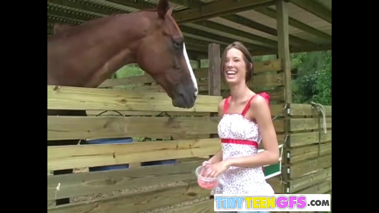BrookeSkye with petite finger at Horse yard
