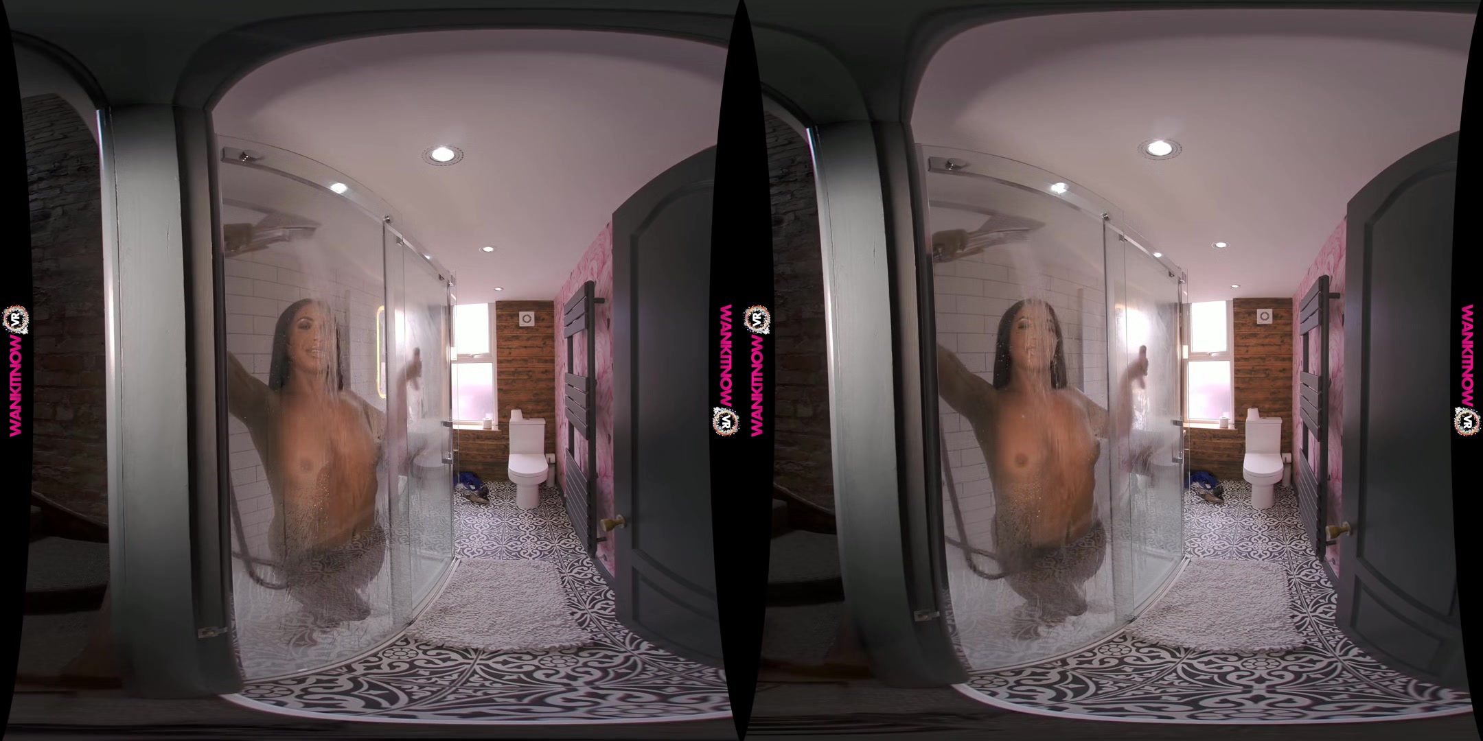 Shower Voyeur - Sexy Brunette Amateur Striptease