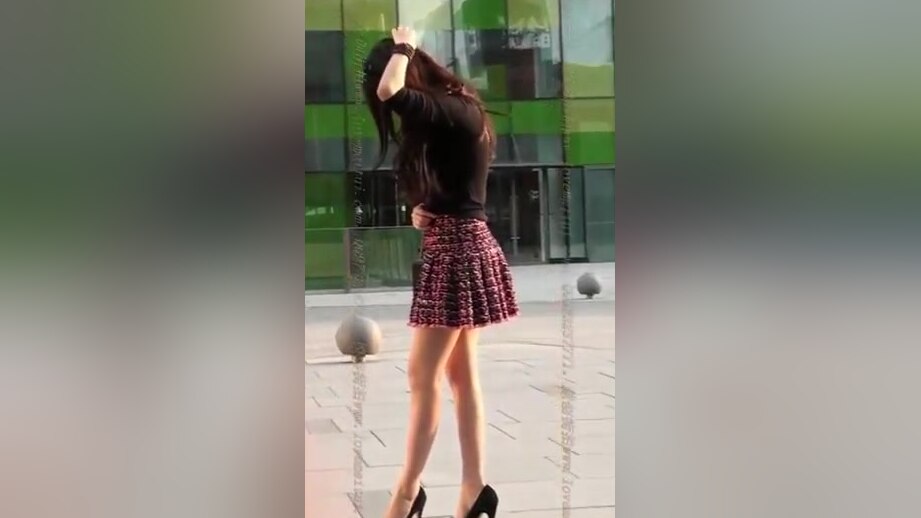 Chinese girl in short skirt