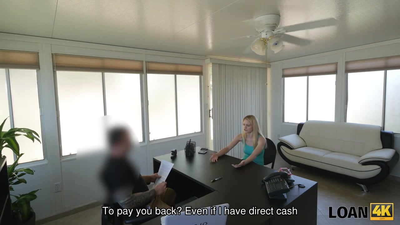 LOAN4K. Blue-eyed babe is fucked on the desk because needs cash