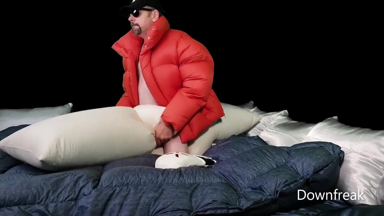 Humping Overfilled Down Comforter And Pillows While Wearing My Massive Orange Ambush Puffer