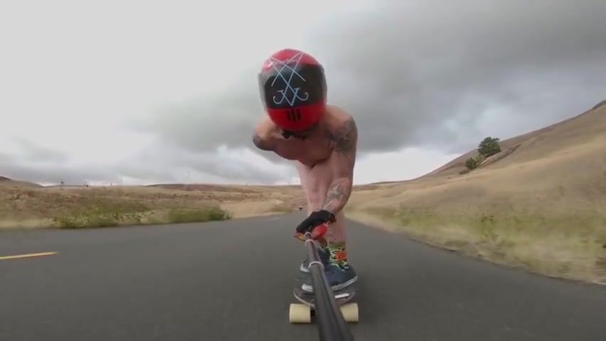 Downhill Naked On Longboard