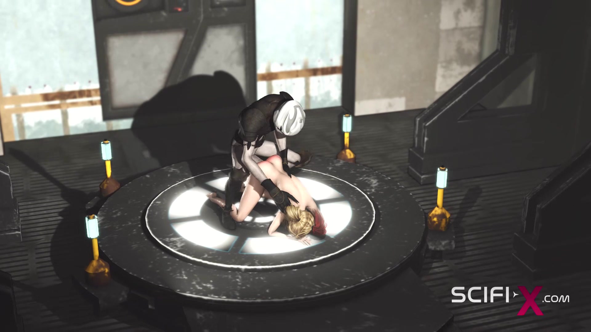 Hot sex in the sci-fi lab. A sexy girl gets fucked by an android monster