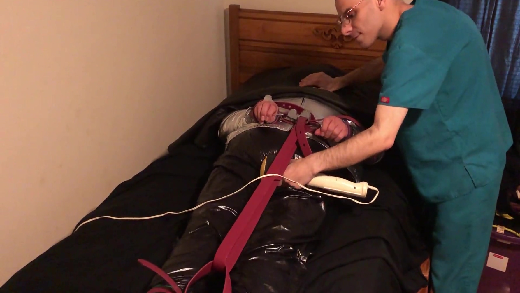 Jun 14 2022 - Rubber Boy Gets Tied Up & Breath Controlled In Silver Nylon