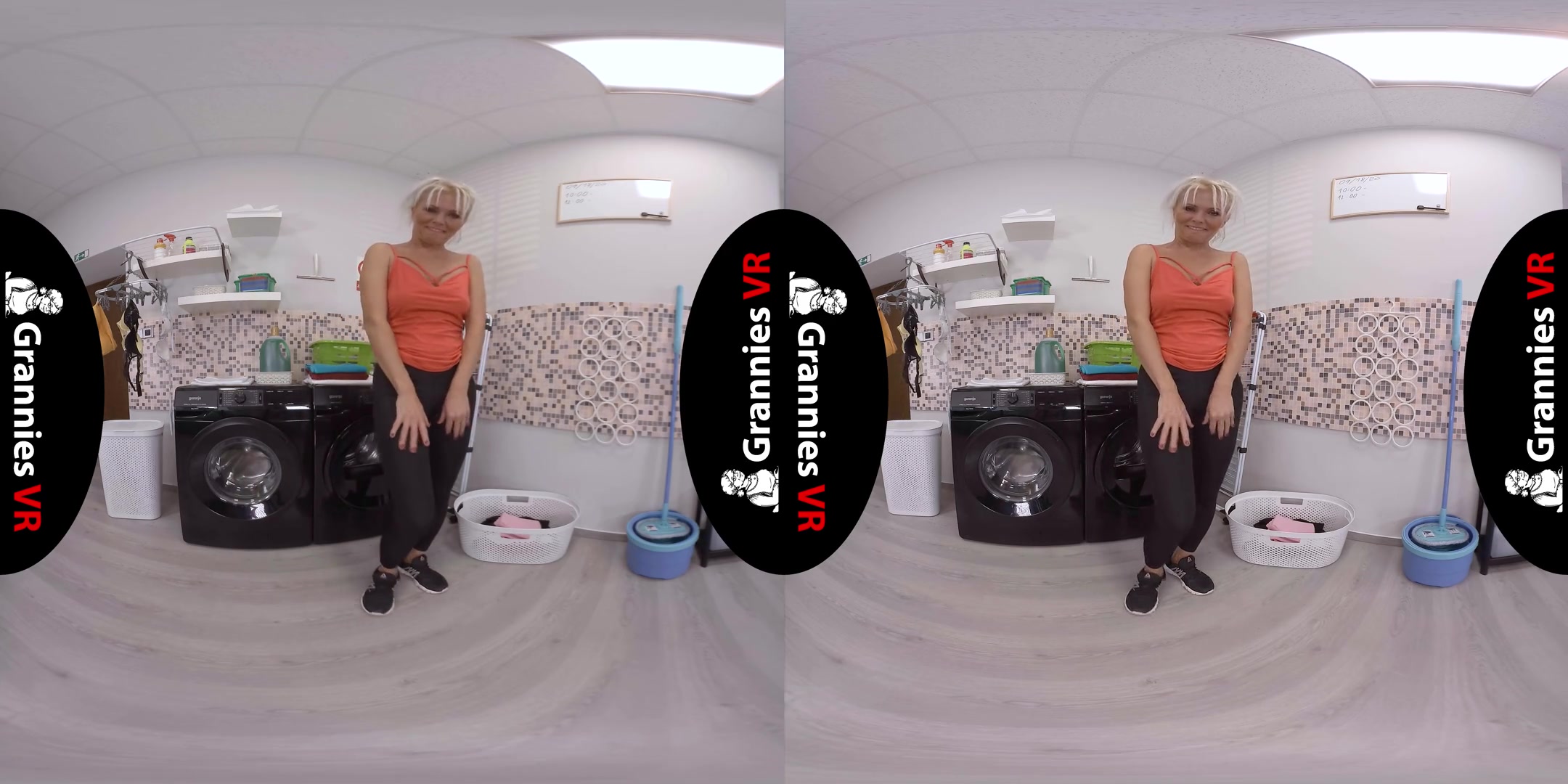Kathy Anderson - Masturbation In The Laundry; Mature Blonde Babe Solo