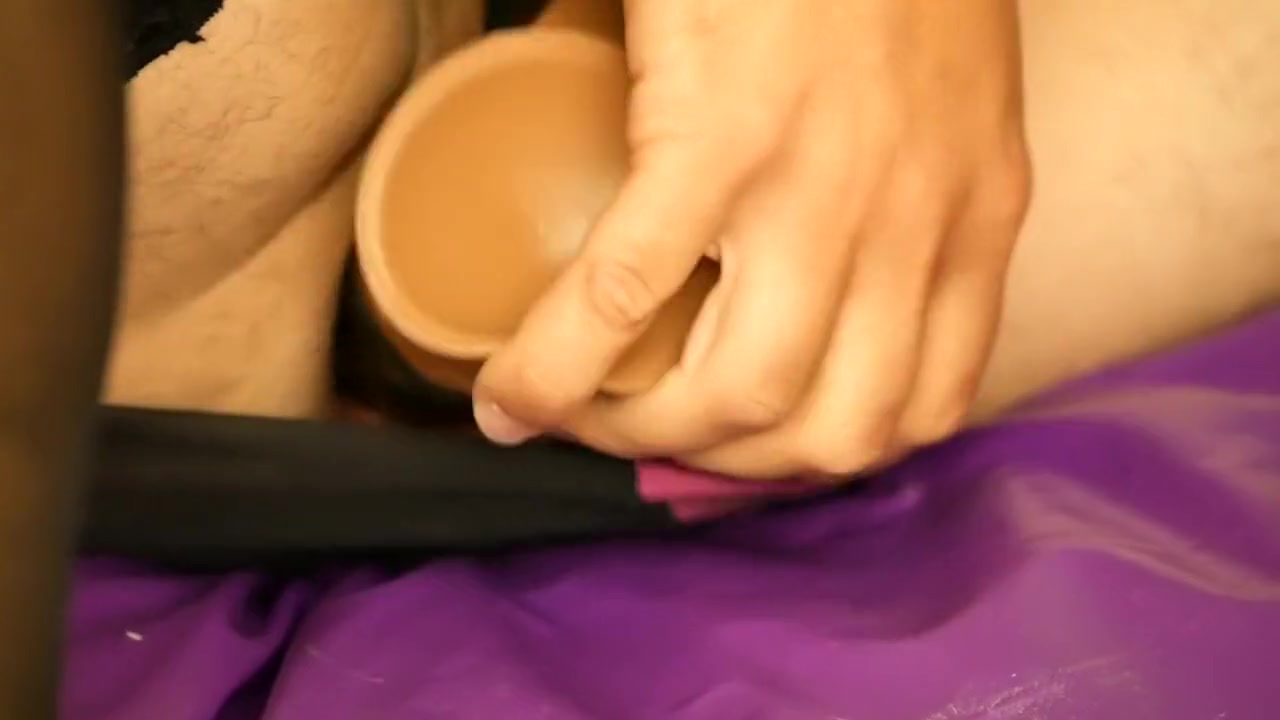 Dildo riding lesson in black stockings