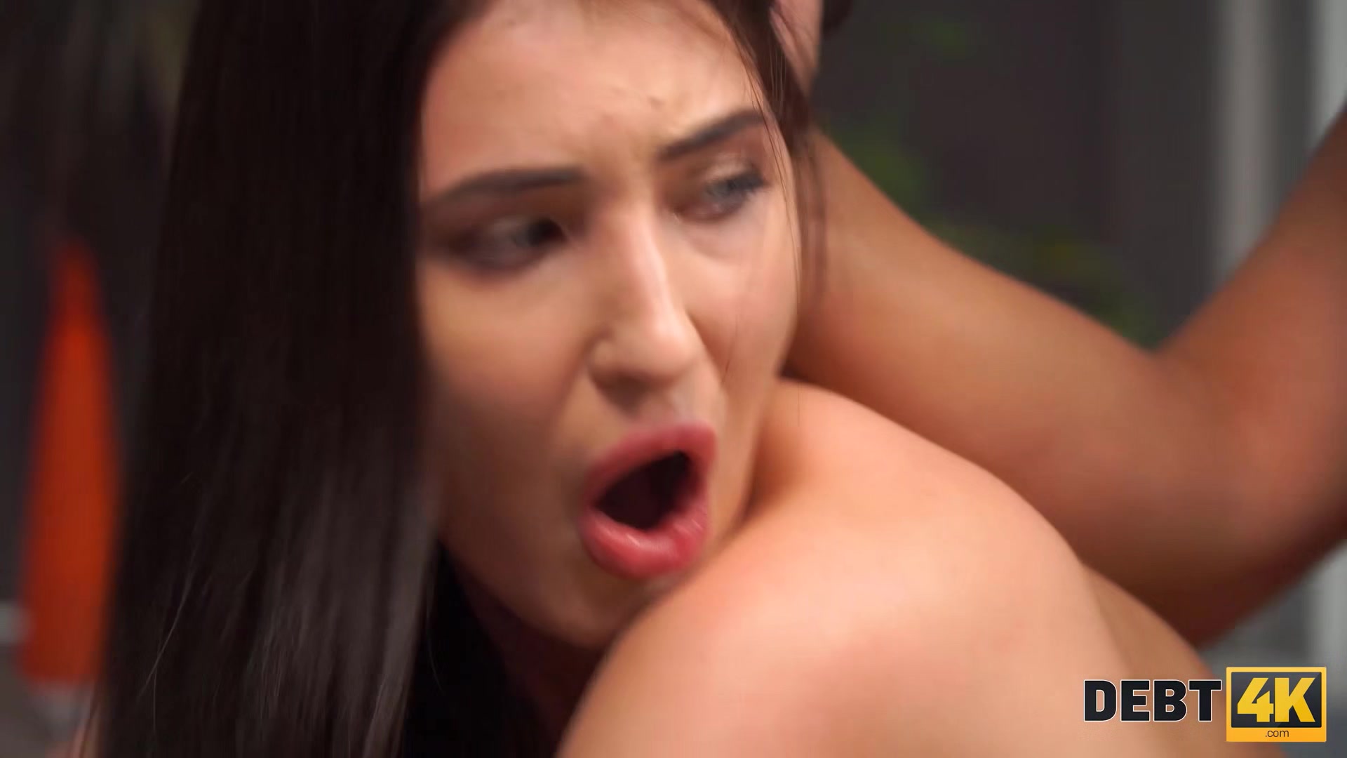 DEBT4k. Guy pulls hard cock out of pants to punish the ravishing debtor