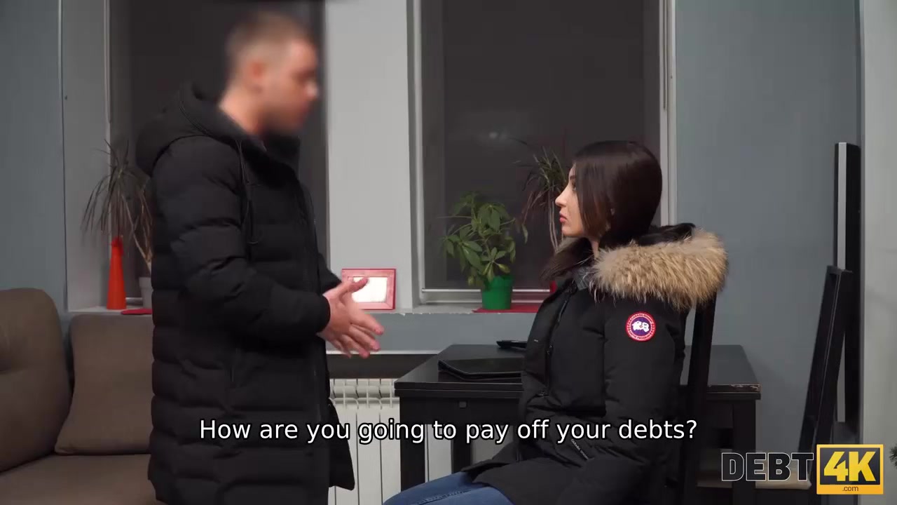 Debt4k. Lucky collectors fucked gorgeous babe with natural tits to write off the loan