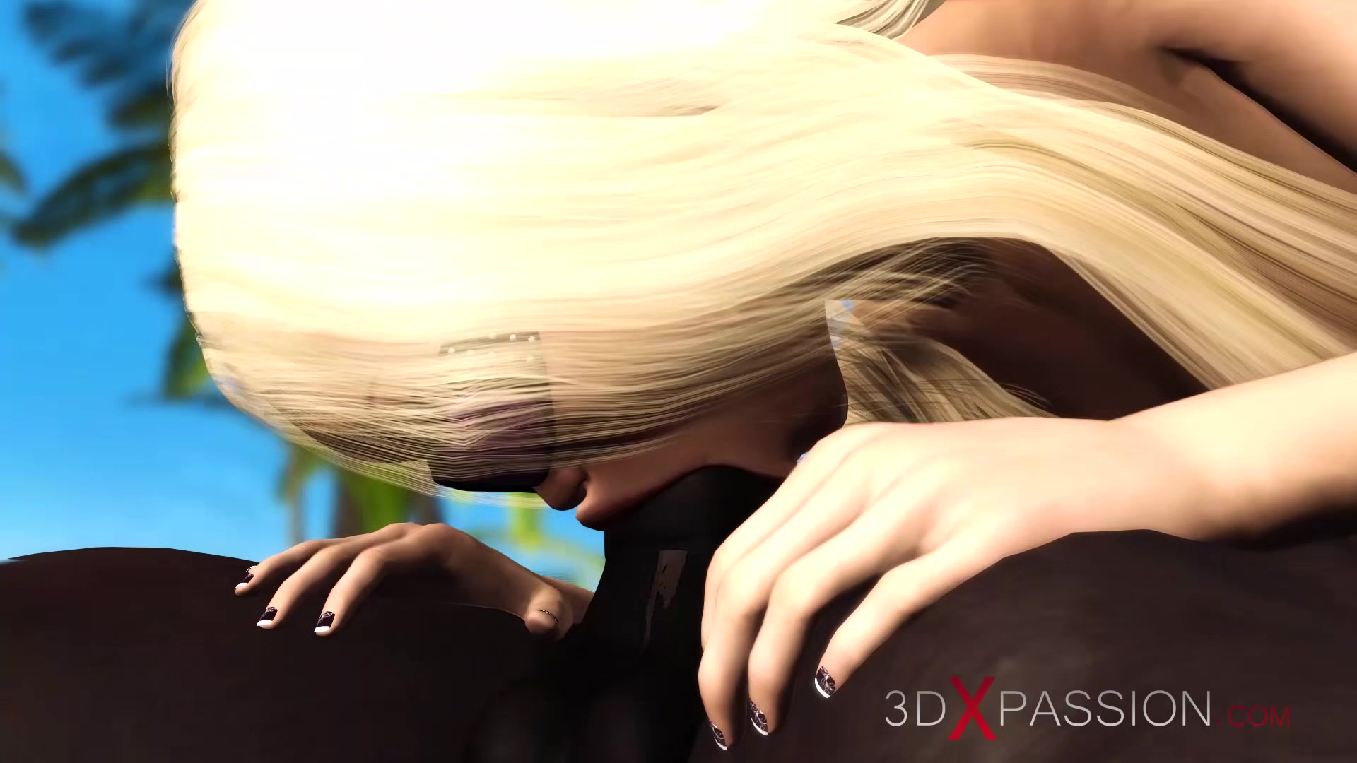 A super sexy horny blonde gets fucked by BBC in the desert island