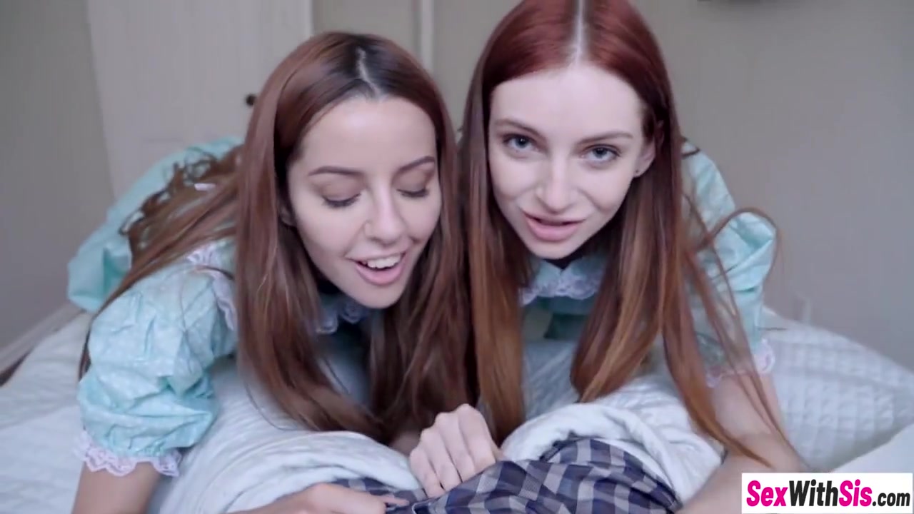 teen 18+ stepsisters give their stepbro a double blowjob