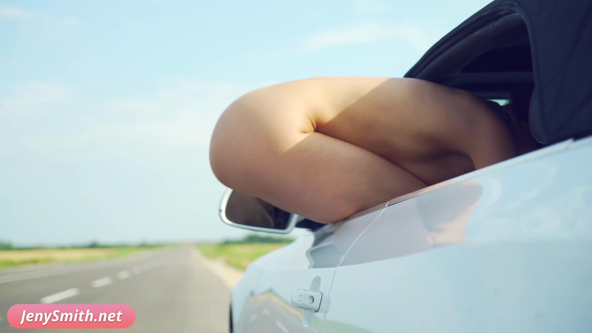 Doroga: Jeny Smith solo naked on the road. Teasing you