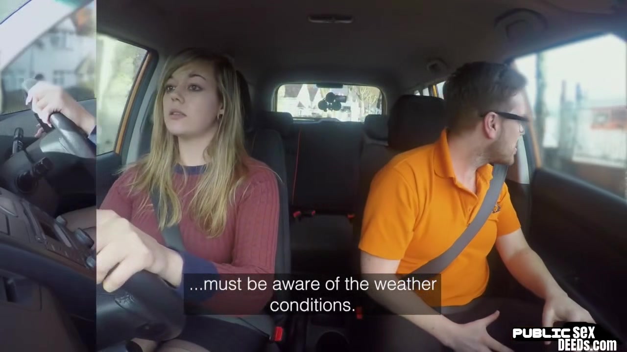 Curvy UK babe sucks off and rides driving instructor in car