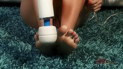 Tiny blonde odette delacroix takes on a giant vibrator
