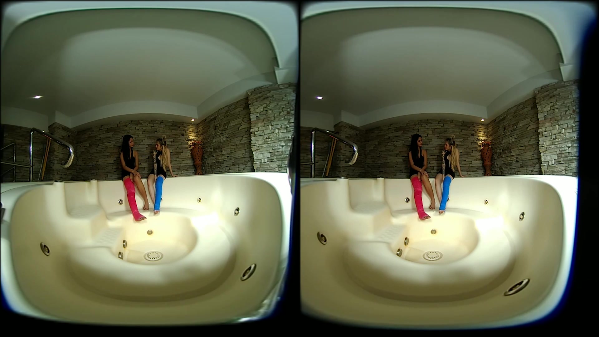 2 Girls With Long Cast Legs In Jacuzzi - VRPussyVision