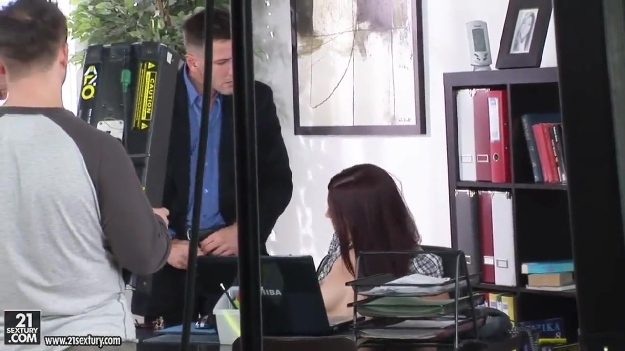 Nasty secretary double penetrated in an office