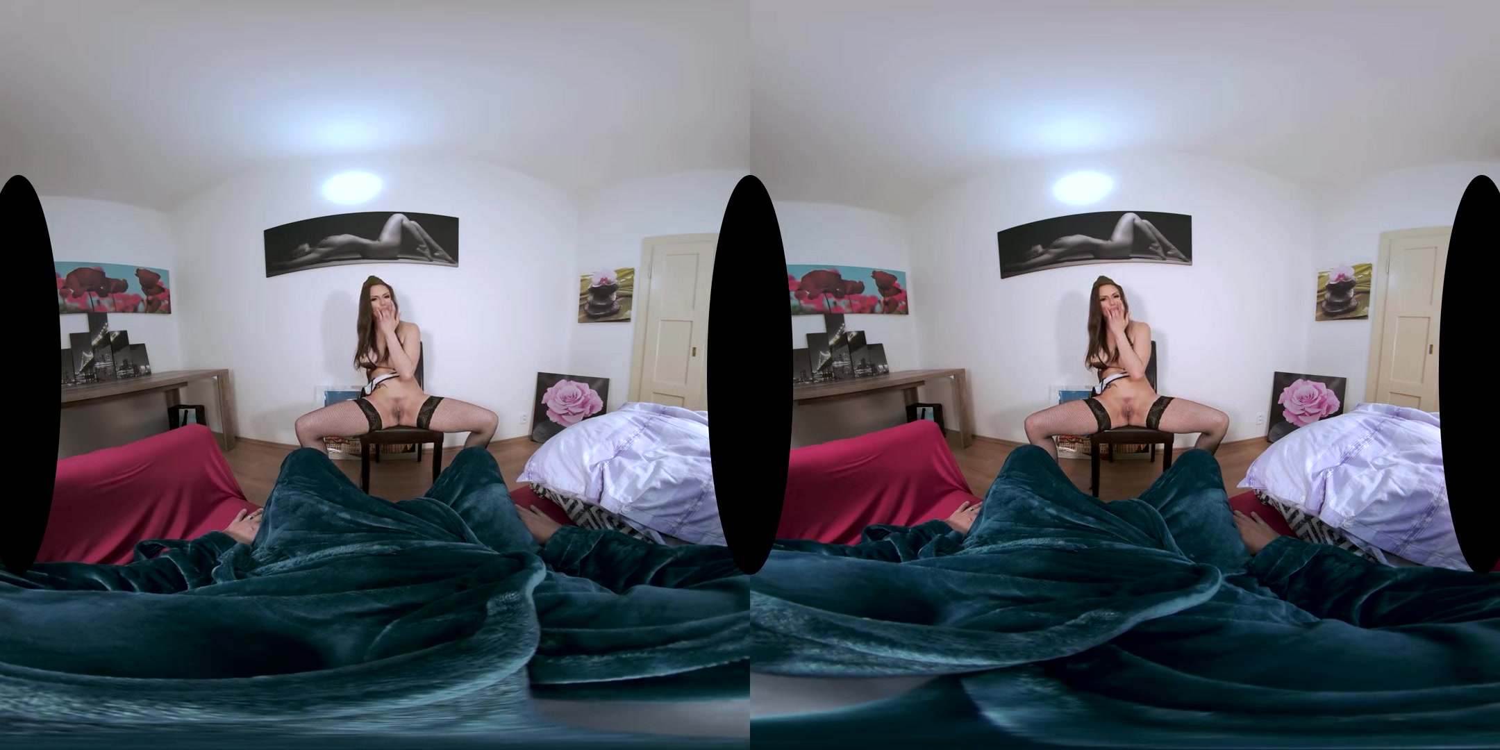 Bieber Army - Beautiful Brunette on the Bed Stripping and Fucking