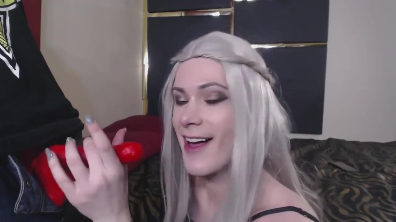 Blonde Tgirl Throats Big Red 7 Dick