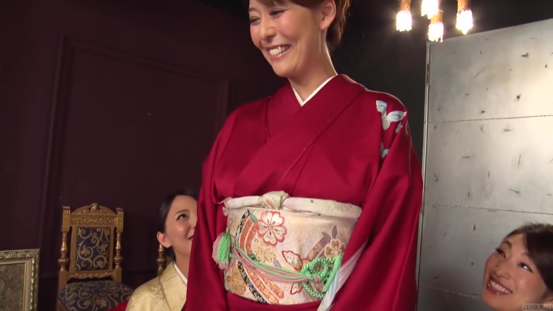 Reiko Kobayakawa and Akari Asagiri plus friend kimono sex party