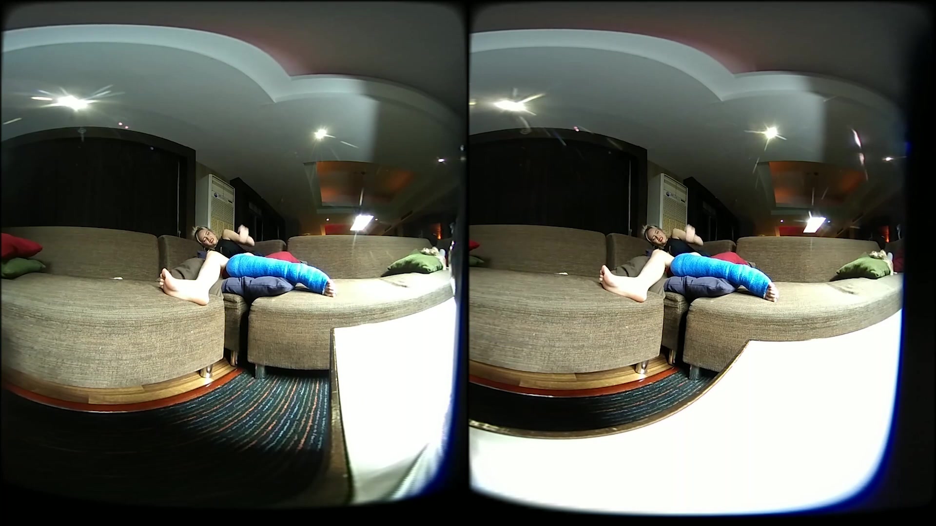 Girl With Long Cast Leg On A Couch - VRPussyVision