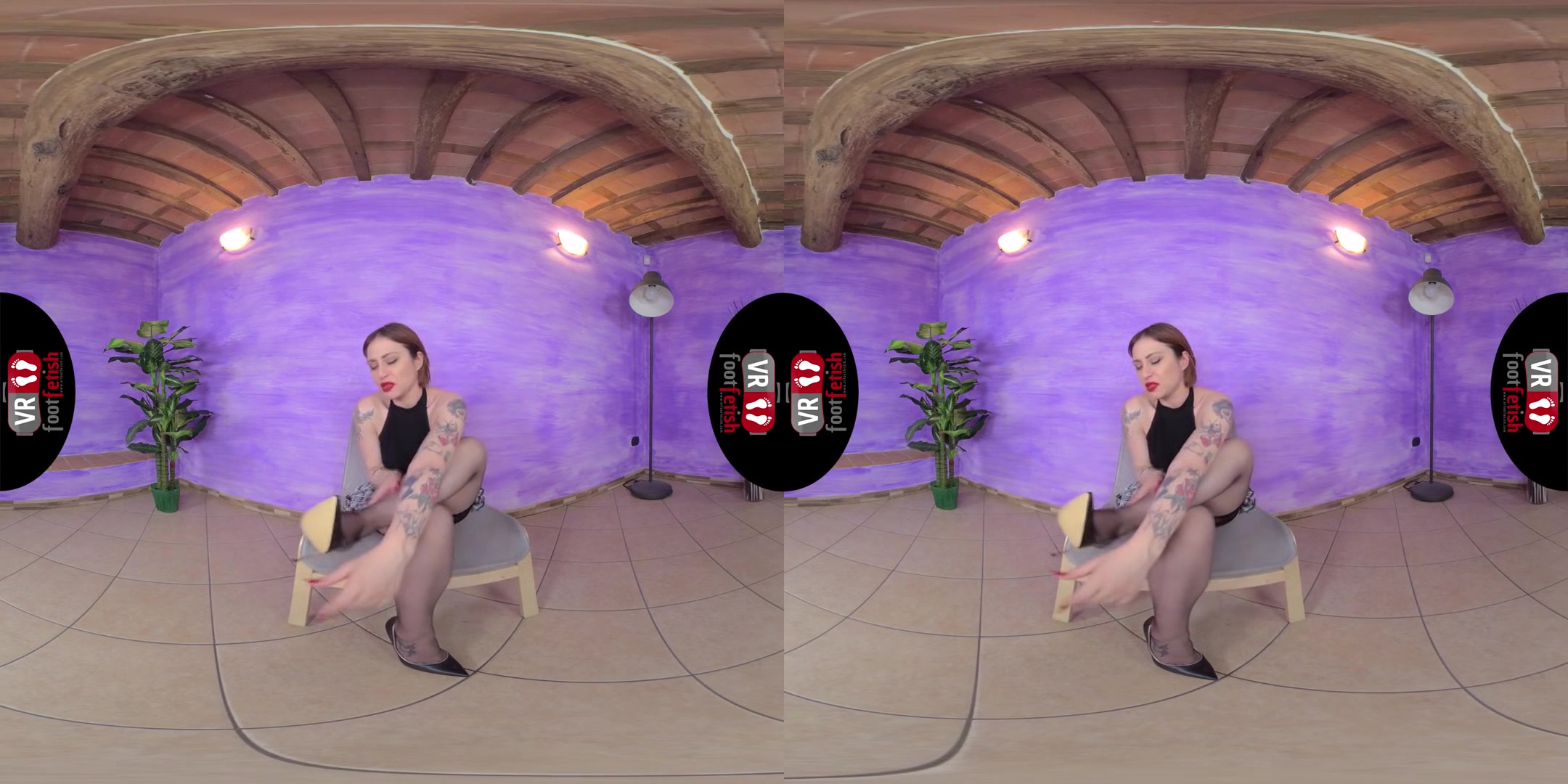 Irresistible Ammalia Pours Some Baby Oil On Her Nyloned Feet - Foot Fetish Virtual Reality POV