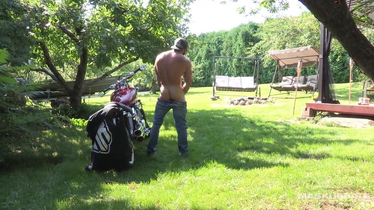 Zack Lemec In Sexy Solo Outdoor Jerk On Motorcycle