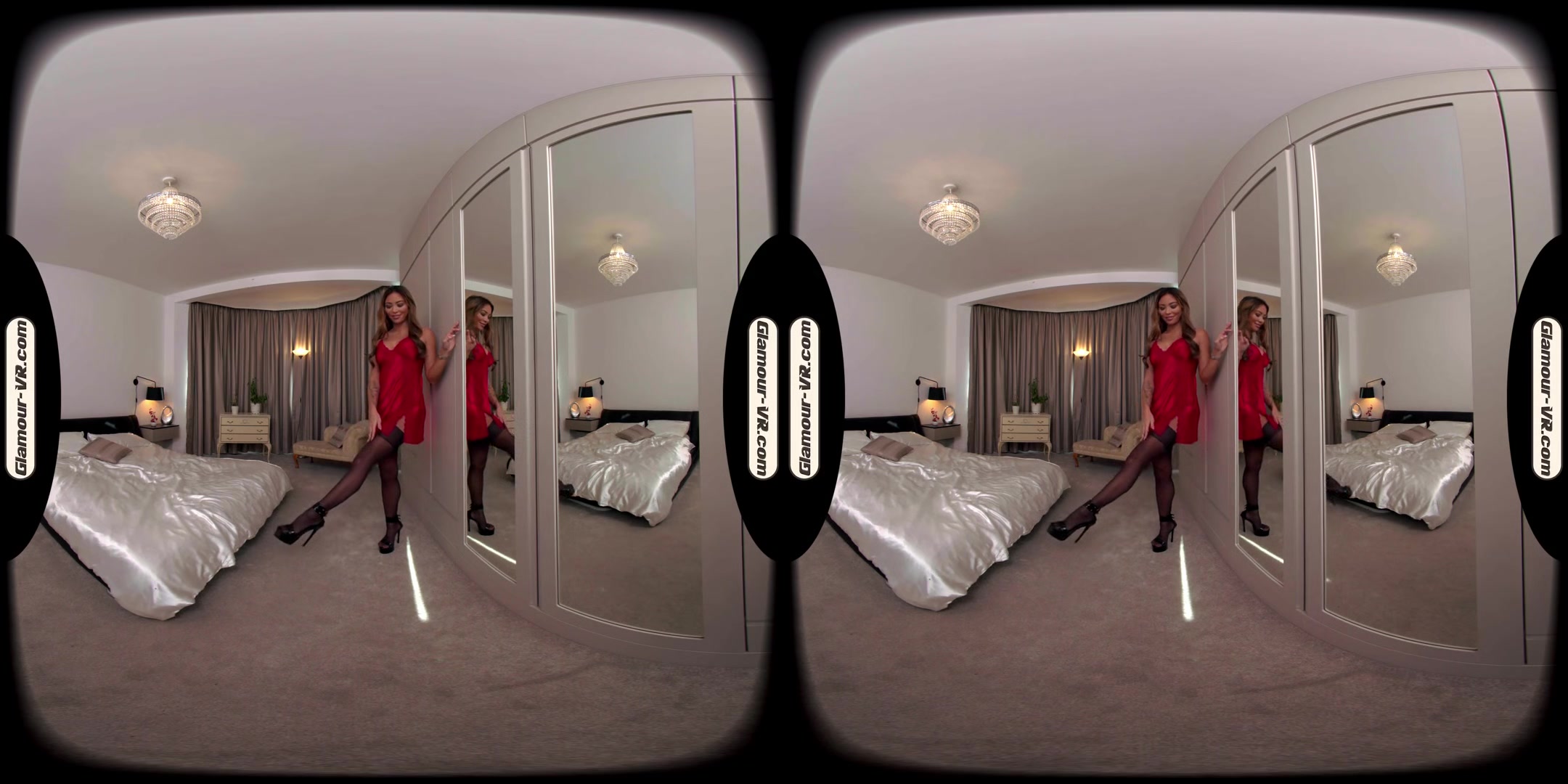 Natalia Forrest Boudoir Outfit With Black Stockings & Glass Dildo Joi Treat - 8k Vr