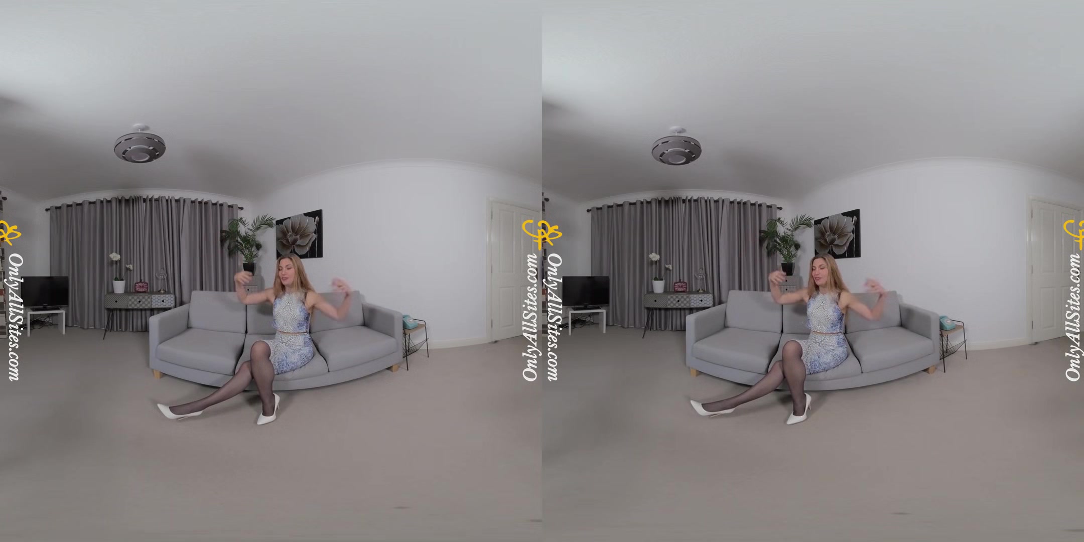 Blonde British Hottie Strips - Pantyhose Nylons Striptease Solo Model Small Tits
