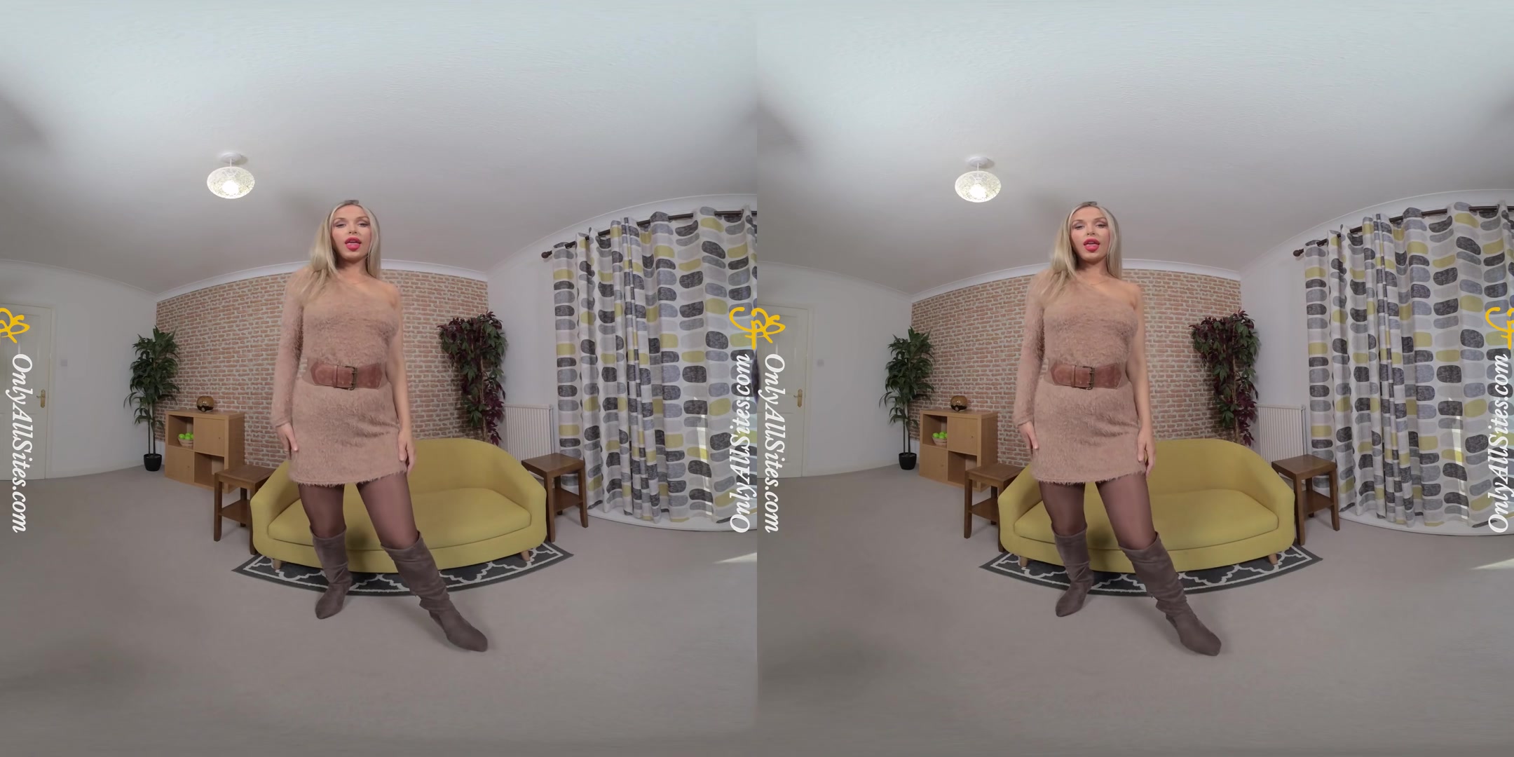 Blondie Rose - Leggy Blonde Strips to Pantyhose - OnlyTease