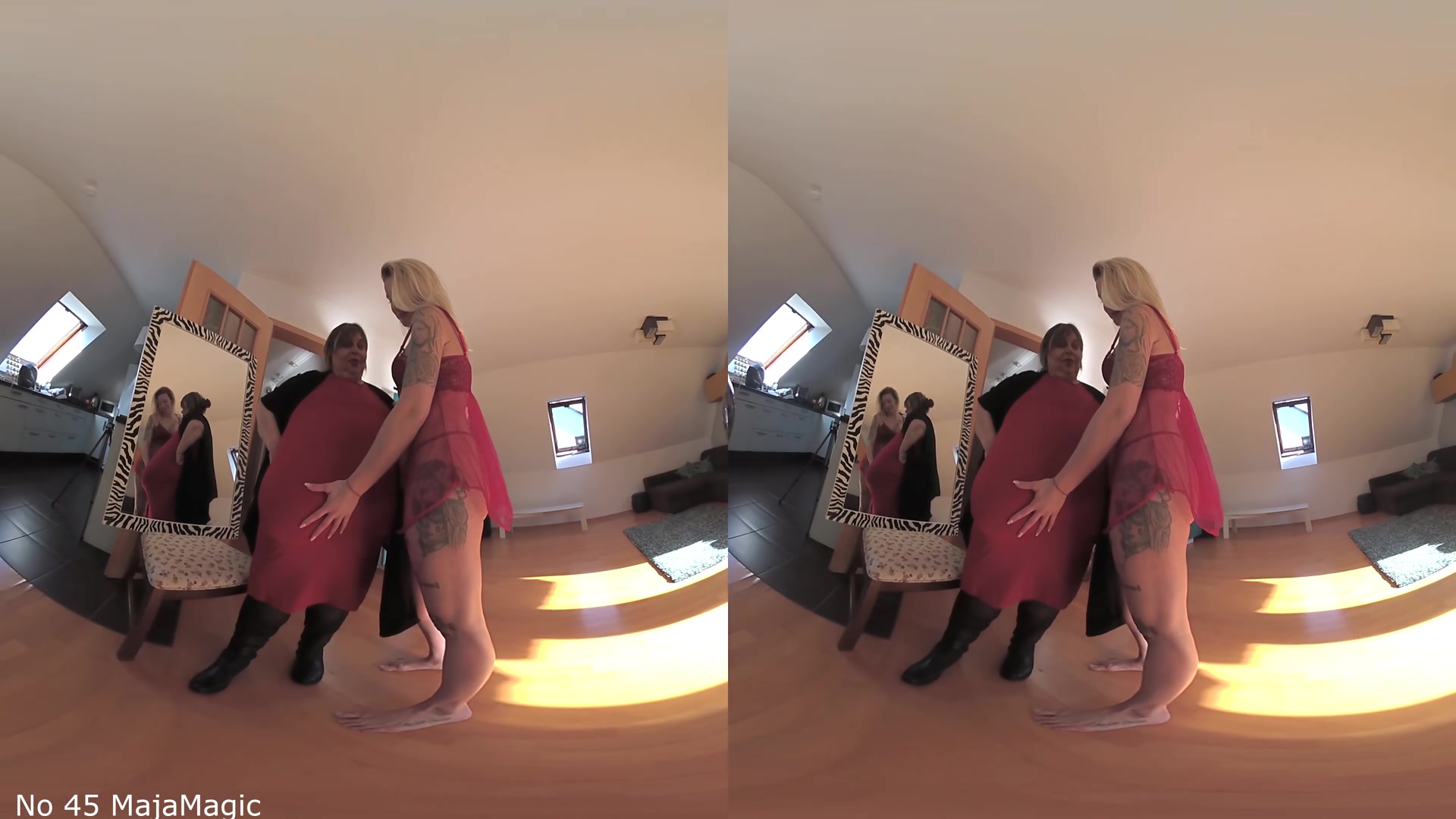 The Red Dress Strip With Karola And Rose - MajaMagic