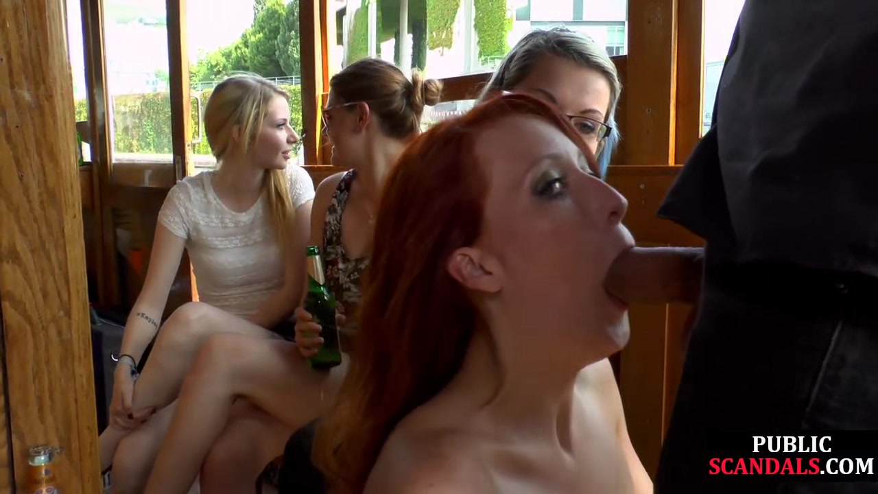 Redhead cougar cockriding on public boat